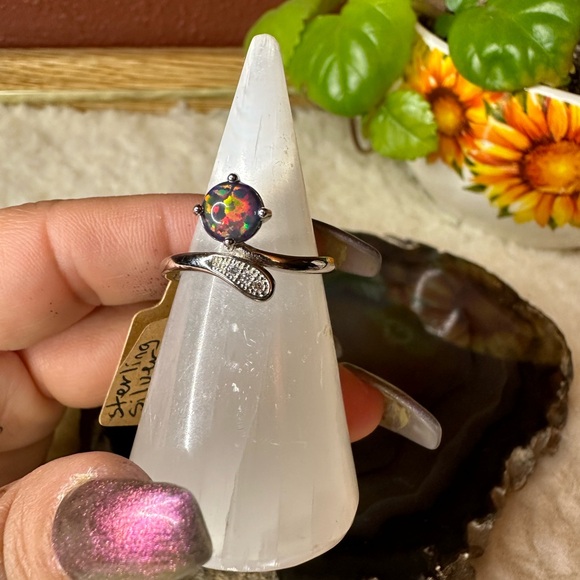 New 925 sterling silver ring size 9 fire opal blue pink green boho hippie gift - Picture 9 of 12